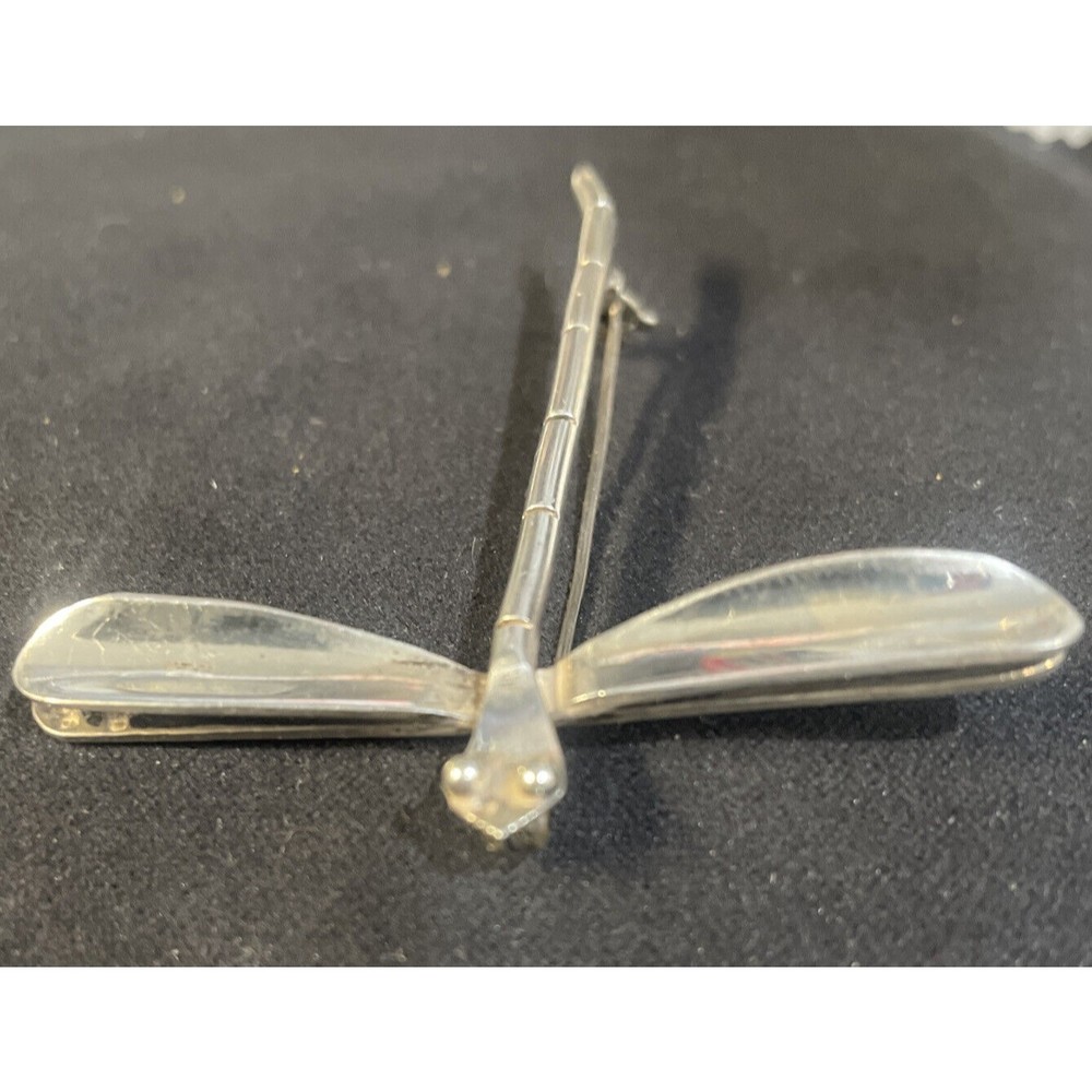 MEXICO STERLING SILVER 3D DRAGONFLY VINTAGE PIN BROOCH